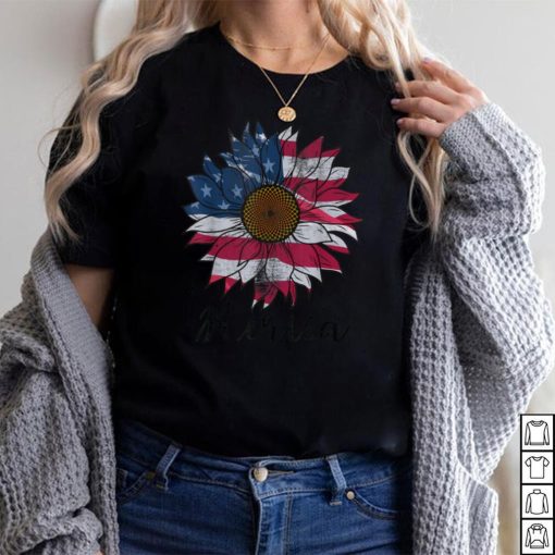 Tie Dye American Flag Sunflower 4th July Graphic Plus Size T Shirt