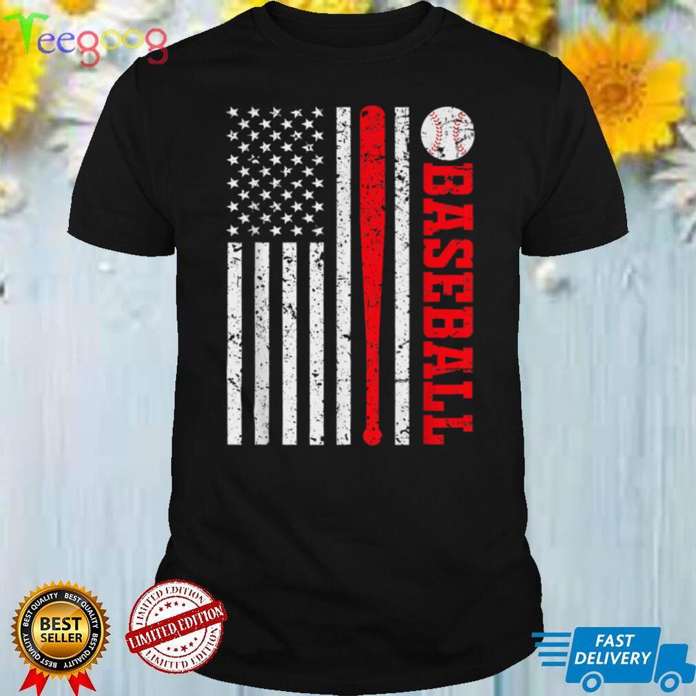 American Baseball Flag For Dad Fathers Day Vintage Sports T Shirt