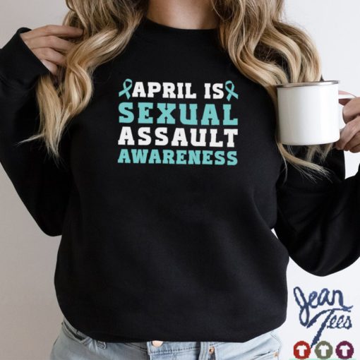 April Is Sexual Assault Awareness Teal Ribbon Long Sleeve T Shirt