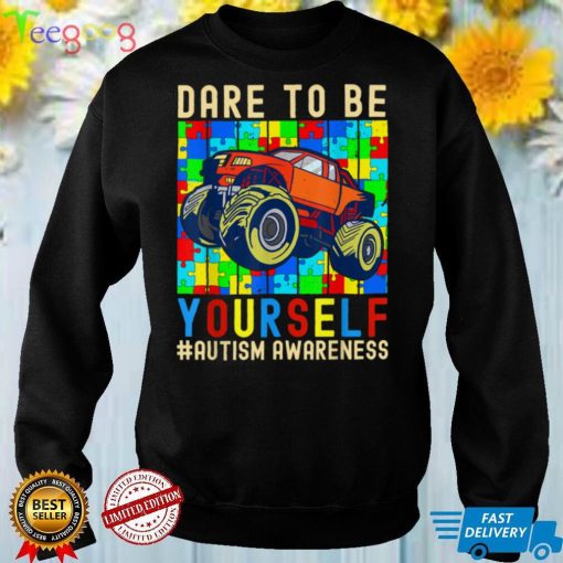 Dare To Be Yourself Autism Awareness Monster Truck Boys Kids T Shirt