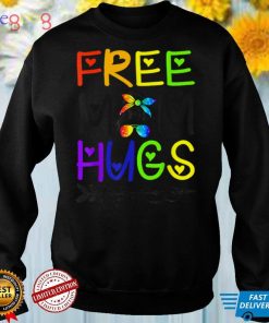 Free Mom Hugs Messy Bun Rainbow LGBT Pride T Shirt