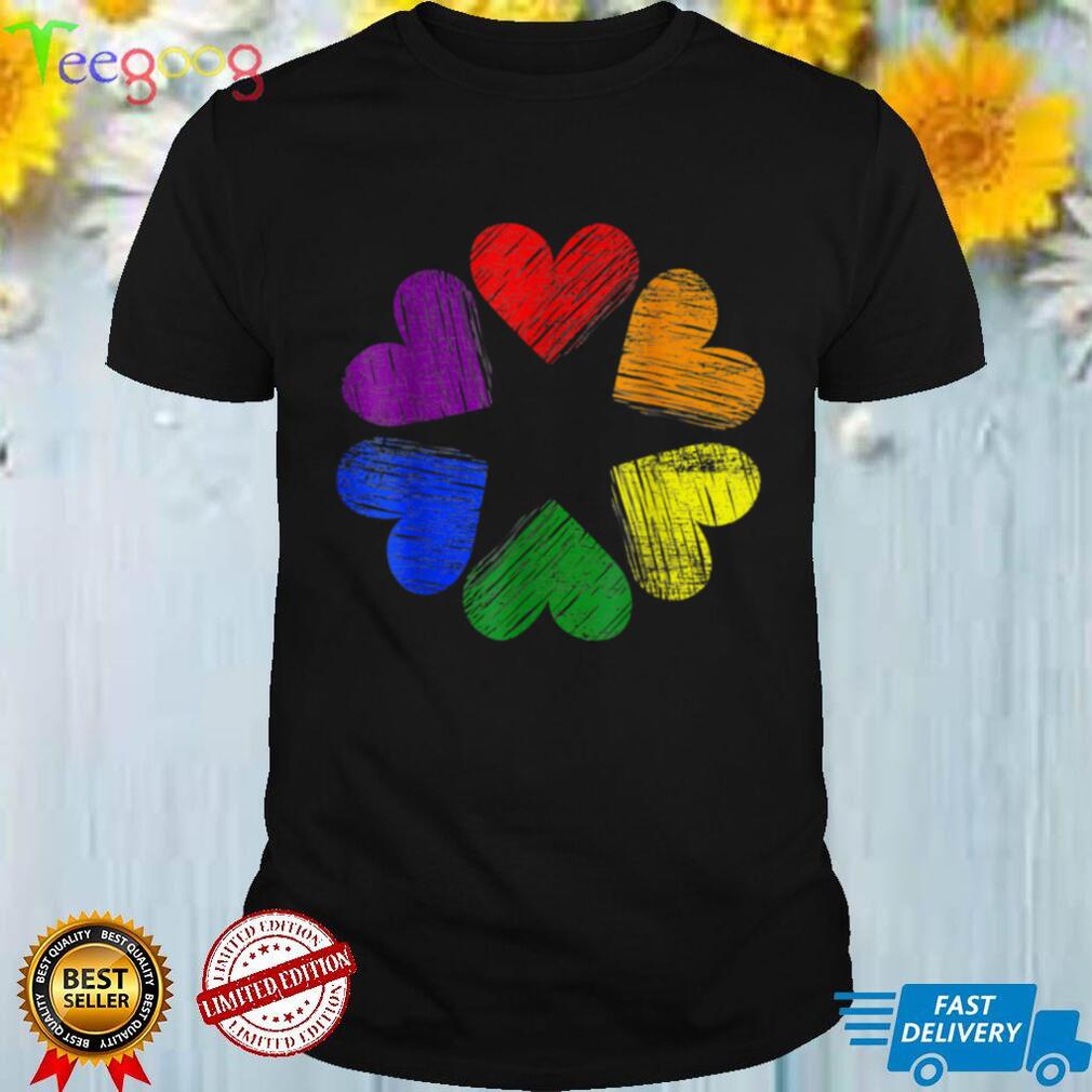 Heart LGBT Flag Rainbow Circle Of Hearts Love Gay Pride T Shirt