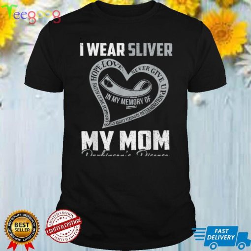 I Wear Silver For My Mom Parkinson's Heart T Shirt
