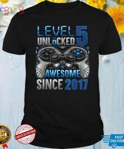 Level 5 Unlocked Awesome Since 2017 5th Birthday Gifts Boys T Shirt