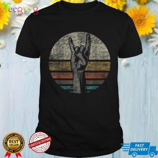 Retro Rock On Hand Horns for Rock and Roll Music Lovers T Shirt