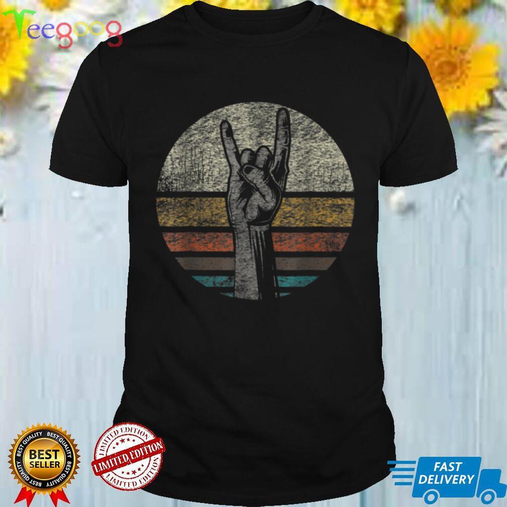 Retro Rock On Hand Horns for Rock and Roll Music Lovers T Shirt