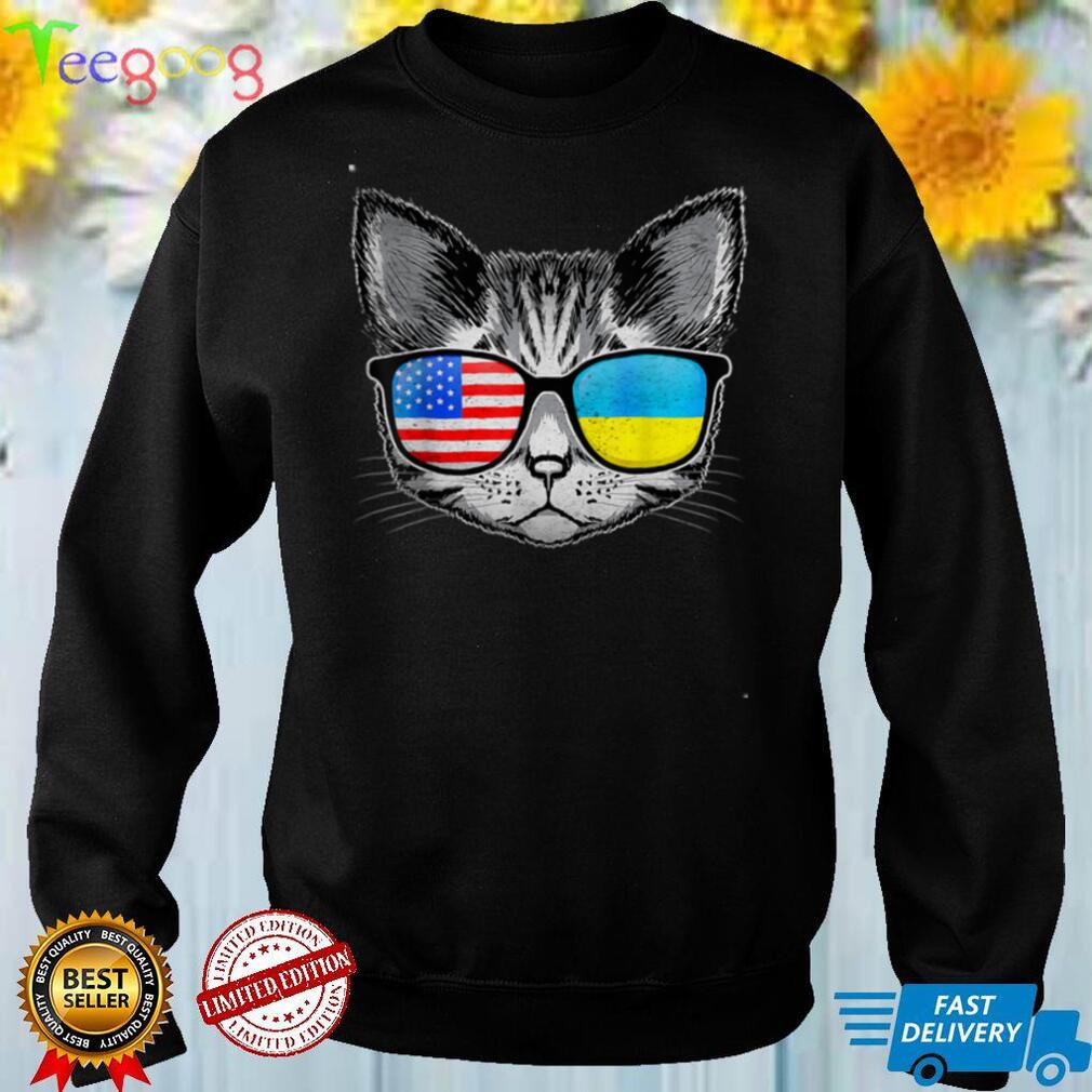 Ukraine US Flag Roots Cat Ukrainian American T Shirt