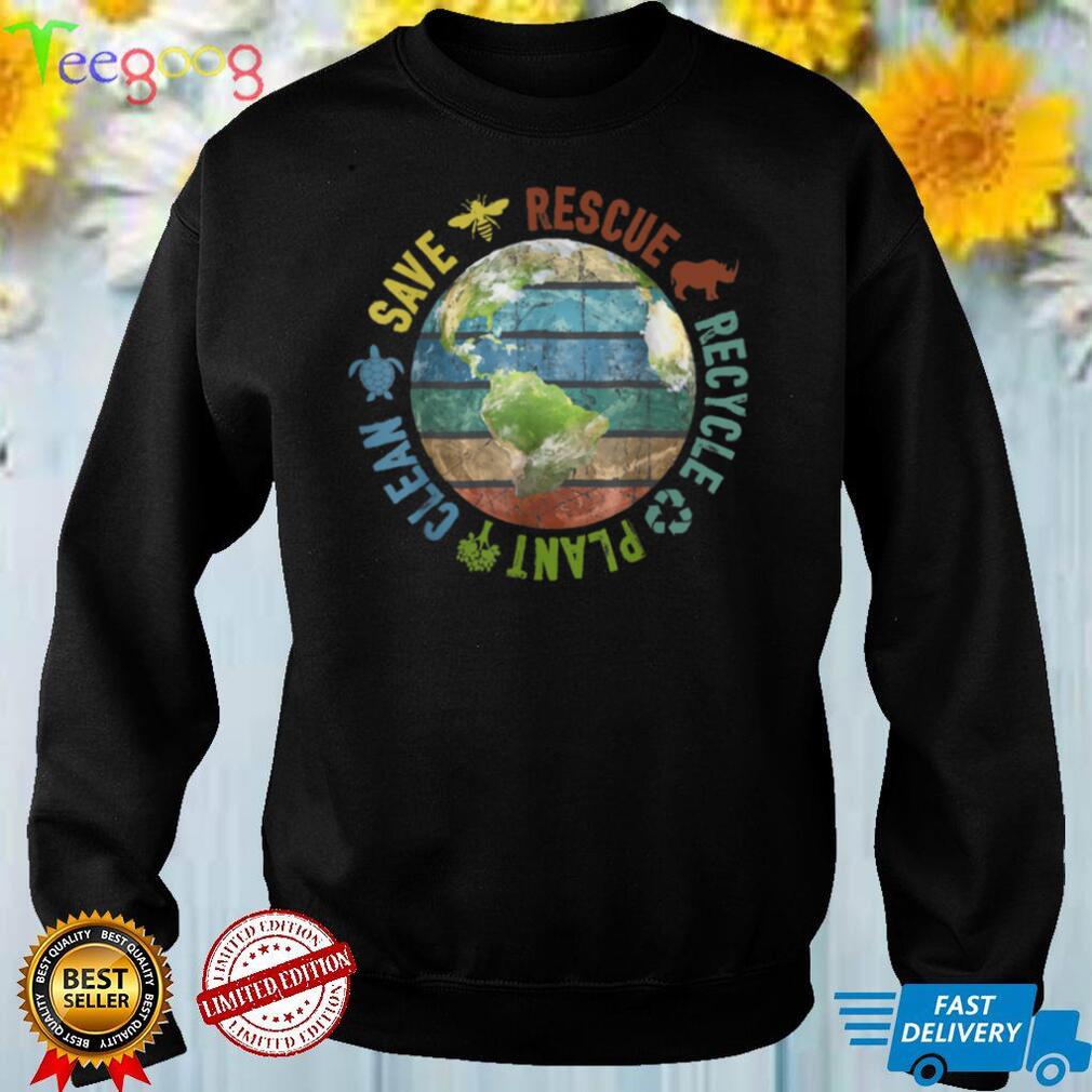 Earth Day Save Bees Rescue Animals Recycle Plastics Vintage T Shirt
