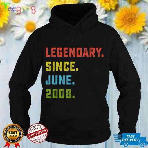 14th Birthday Gift Legendary Since June 2008 14 Years Old T Shirt