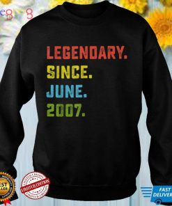15th Birthday Gift Legendary Since June 2007 15 Years Old T Shirt