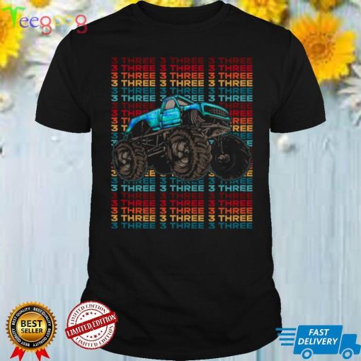 3 Years Old Monster Truck 3rd Birthday Truck Party Shirt
