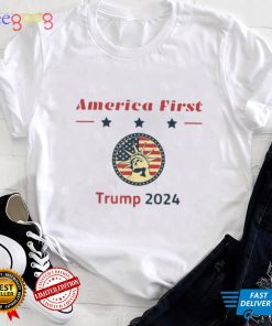 America first save America again Trump 2024 retro usa flag shirt