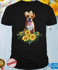 Boxer Dog Sunflower Funny Boxer Lover Dog Mom Dad T Shirt