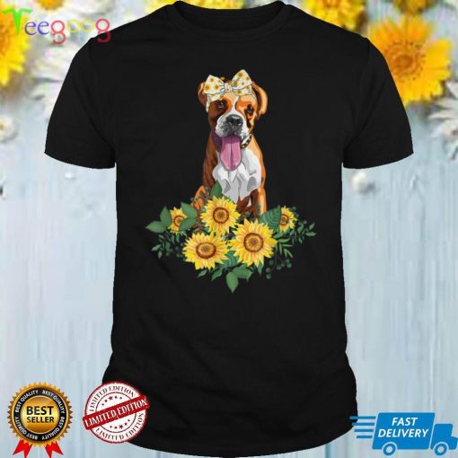 Boxer Dog Sunflower Funny Boxer Lover Dog Mom Dad T Shirt