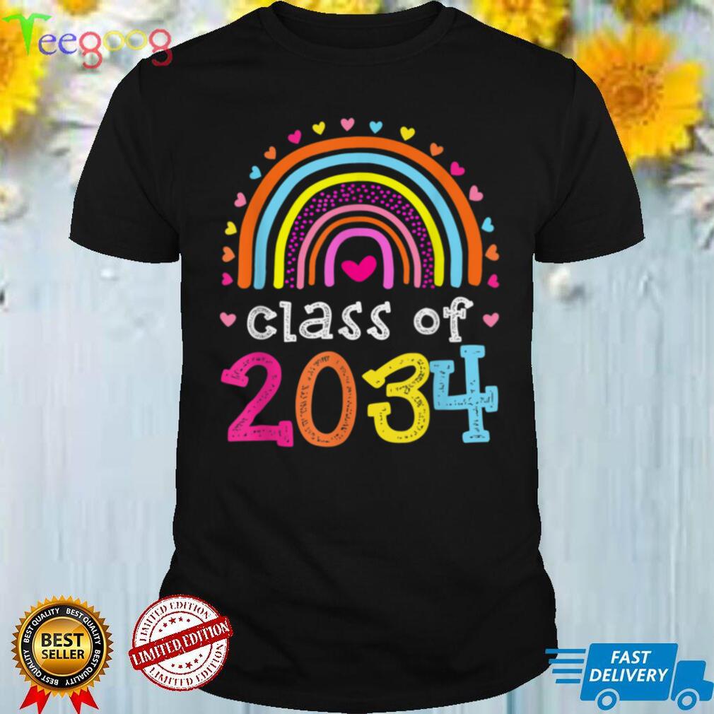 Class Of 2034 Rainbow Pink Graduate Preschool Kindergarten T Shirt