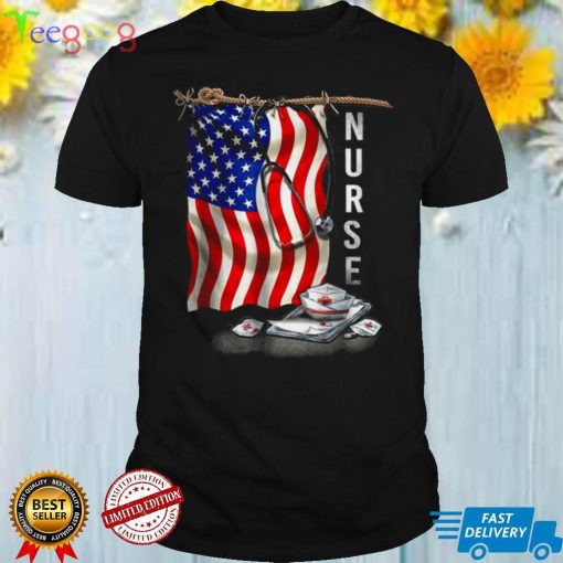Patriotic Nurse 4th Of July American Flag Sunflower Love T Shirt