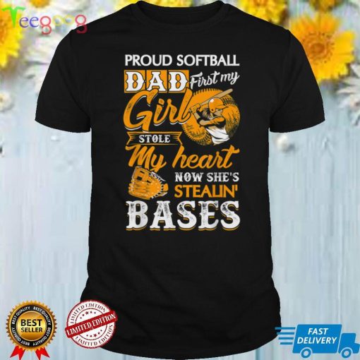 Proud Softball Dad Tee Girl Stole My Heart Fathers Day T Shirt