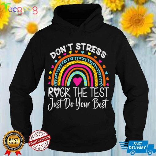 Test Day Rock The Test Rainbow Teacher Funny Testing Day T Shirt