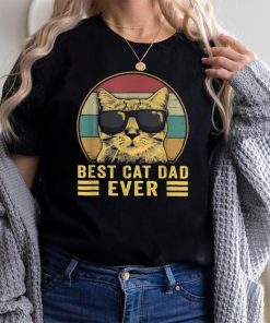 Vintage Best Cat Dad Ever Bump Fit Father's Day T Shirt