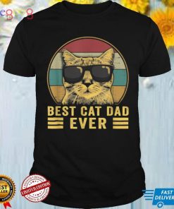 Vintage Best Cat Dad Ever Bump Fit Father's Day T Shirt