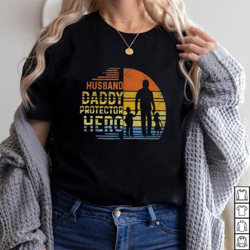 Vintage Husband Daddy Protector Hero Fathers Day T Shirt