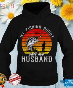Vintage My Fishing Buddy Calls Me Husband Family Fathers Day T Shirt