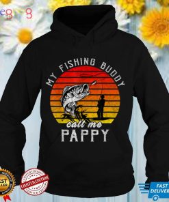 Vintage My Fishing Buddy Calls Me Pappy Family Fathers Day T Shirt