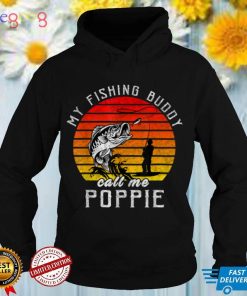 Vintage My Fishing Buddy Calls Me Poppie Family Fathers Day T Shirt