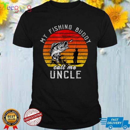 Vintage My Fishing Buddy Calls Me Uncle Family Fathers Day T Shirt