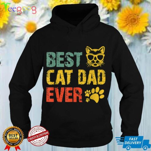 Vintage Retro Best Cat Dad Ever Father's Day T Shirt