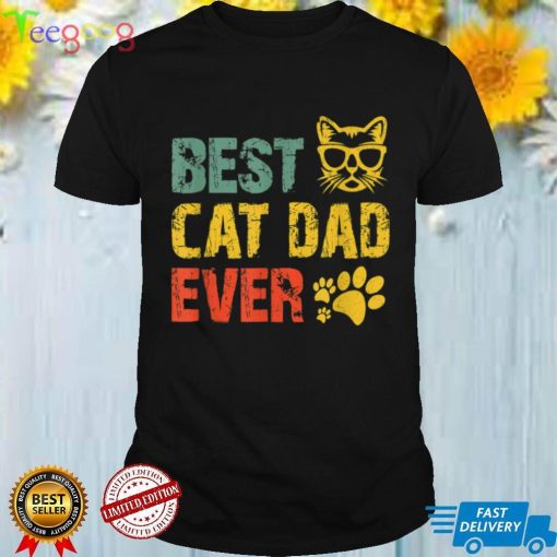Vintage Retro Best Cat Dad Ever Father's Day T Shirt