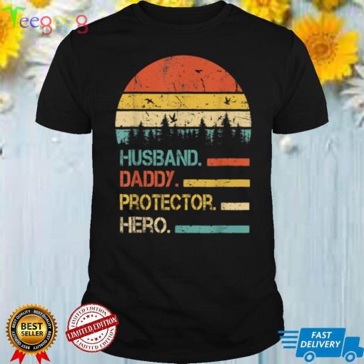 Vintage Retro Husband Daddy Protector Hero Father's Day T Shirt