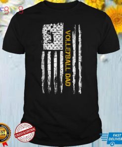 Vintage Usa American Flag Proud Volleyball Dad Silhouette T Shirt