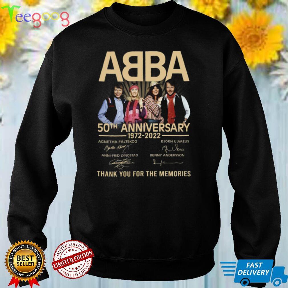Abba 50th anniversary 1972 2022 thank you for the memories shirt