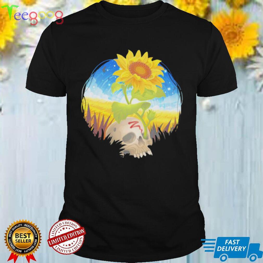 Sunflower and Skull Ukraine flag shirt