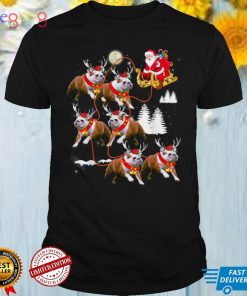 Christmas Santa Riding English Bulldog Xmas T Shirt