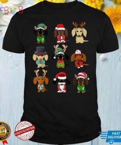 Dachshund Dogs Tree Christmas Reindeer Santa Christmas Funny T Shirt