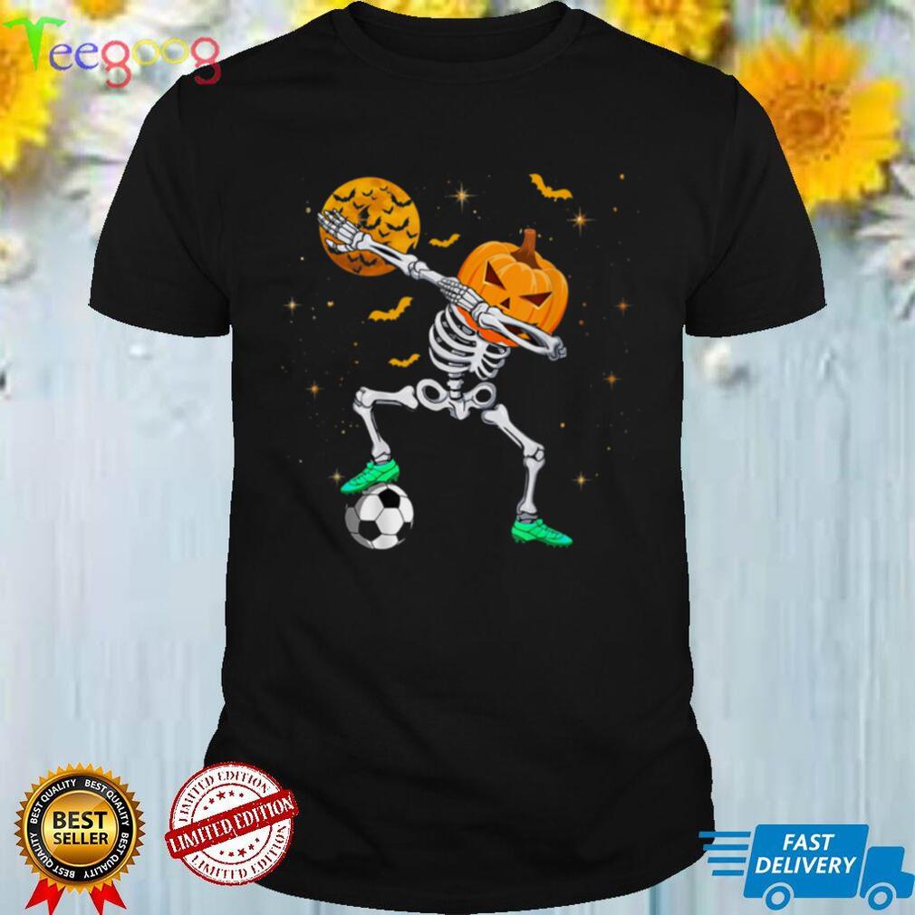 Dabbing Skeleton Pumpkin Soccer Halloween Boys Girls Men T Shirt   Copy (2)