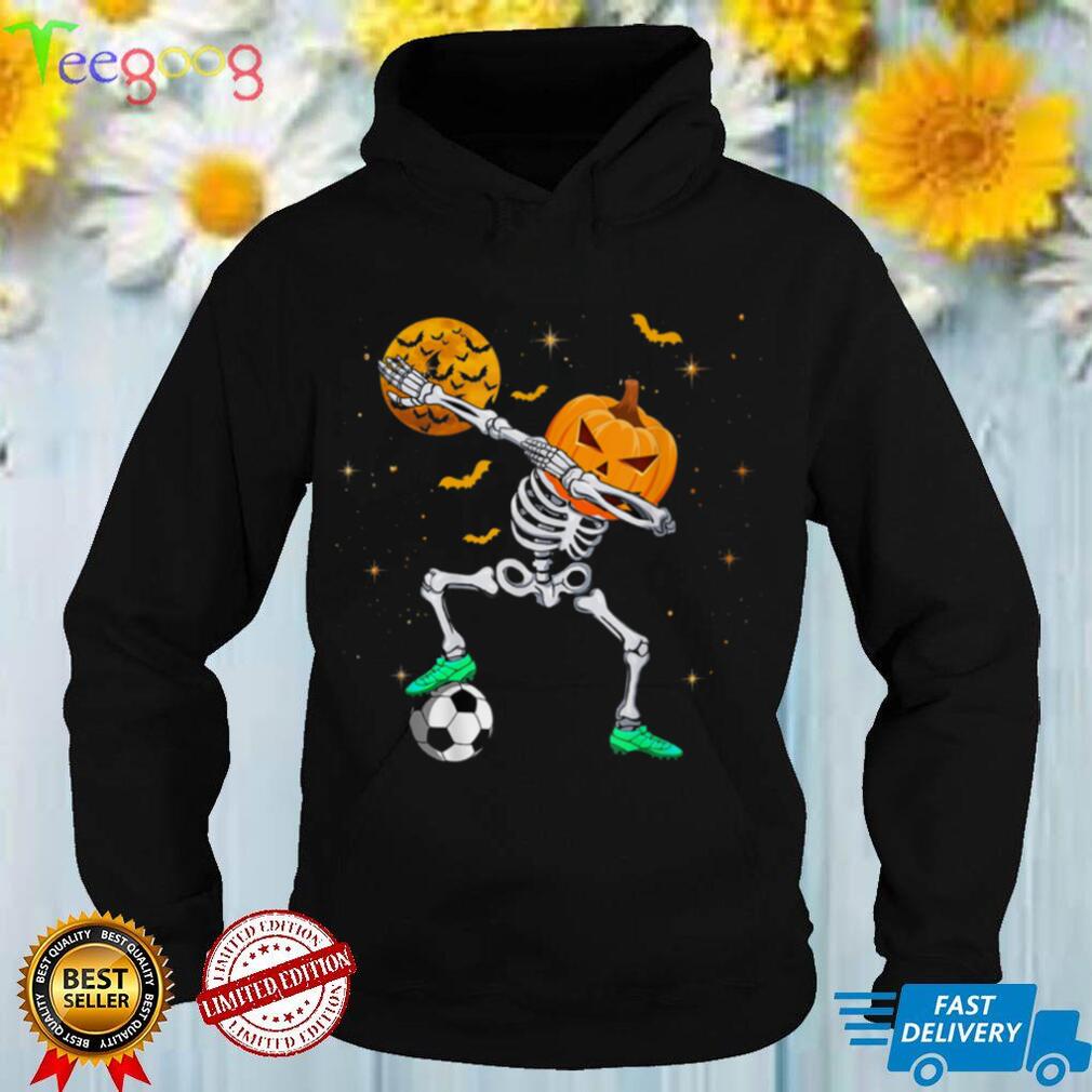Dabbing Skeleton Pumpkin Soccer Halloween Boys Girls Men T Shirt   Copy (2)