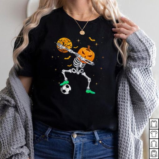 Dabbing Skeleton Pumpkin Soccer Halloween Boys Girls Men T Shirt Copy (2)