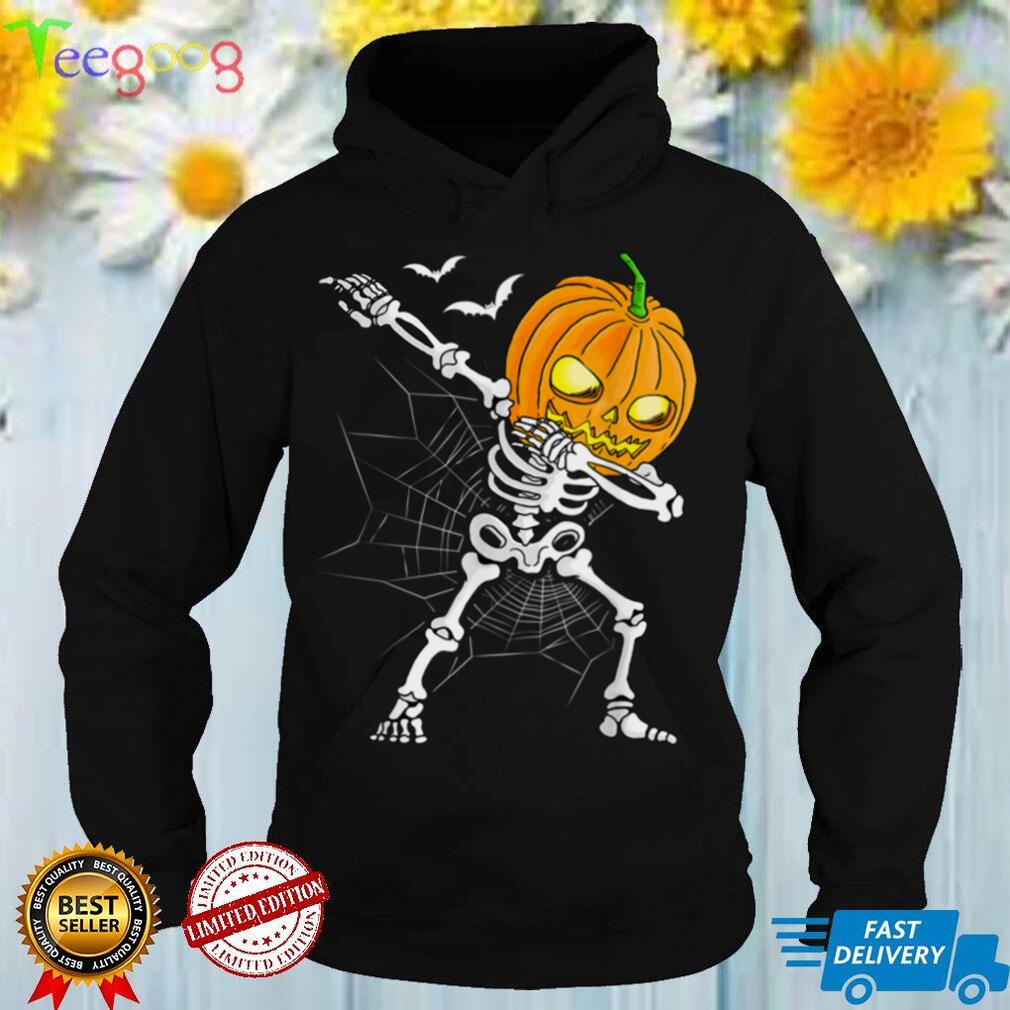 Funny Halloween Boys Kids Dabbing Skeleton Pumpkin Scary T Shirt