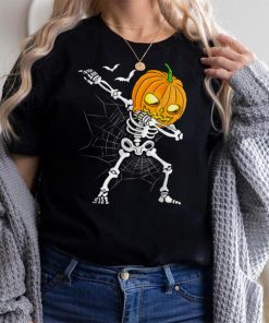 Funny Halloween Boys Kids Dabbing Skeleton Pumpkin Scary T Shirt