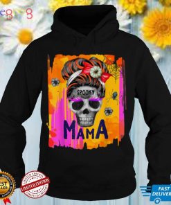 Messy Bun Hair Mama Halloween Spooky Mama For Women Mom T Shirt