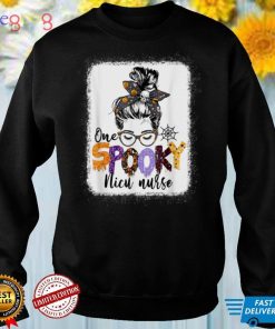 Nicu Nurse Messy Bun Skull Spooky Halloween Costume T Shirt