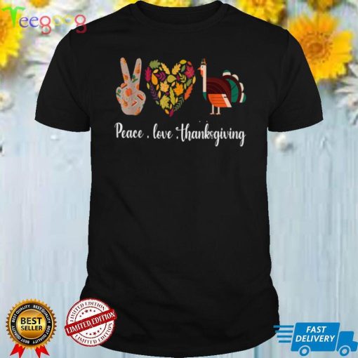 Peace Love Thanksgiving Turkey Heart Orange Halloween Outfit T Shirt