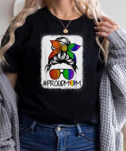 Proud Mom Lgbt Gay Pride Support Lgbtq Parade Messy Hair Bun T Shirt
