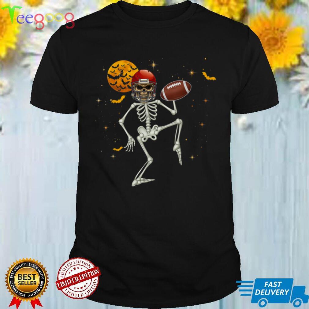 Skeleton Pumpkin Football Halloween Boys Girls Kids Men T Shirt