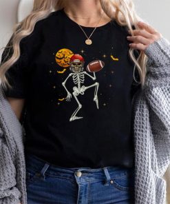 Skeleton Pumpkin Football Halloween Boys Girls Kids Men T Shirt