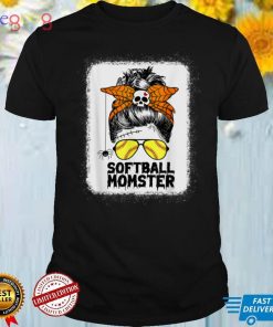 Softball Mom Life Messy Bun Halloween Women Softball Momster T Shirt