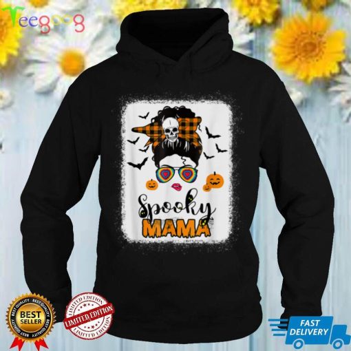 Spooky Mama Messy Bun For Halloween Messy Bun Mom Monster T Shirt